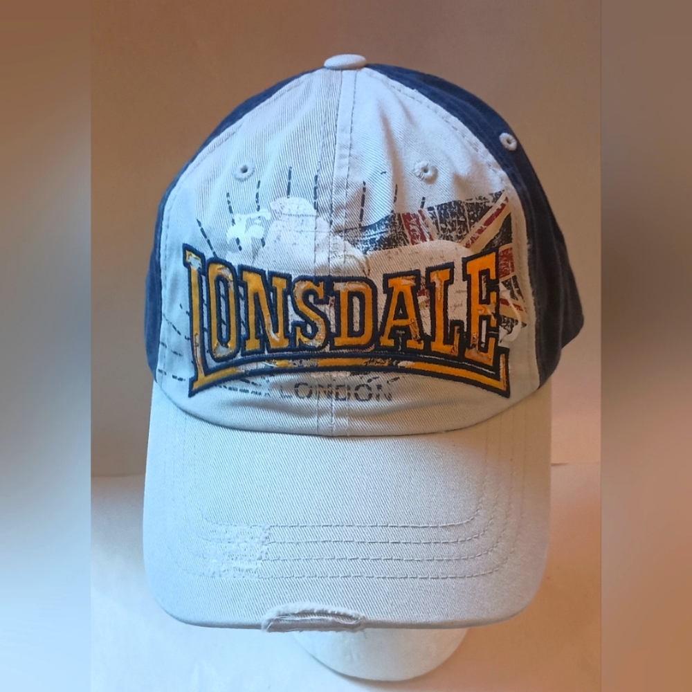 Vtg Lonsdale London Gray / Blue Lion Union Jack Baseball Cap Hat NOS New 1990s